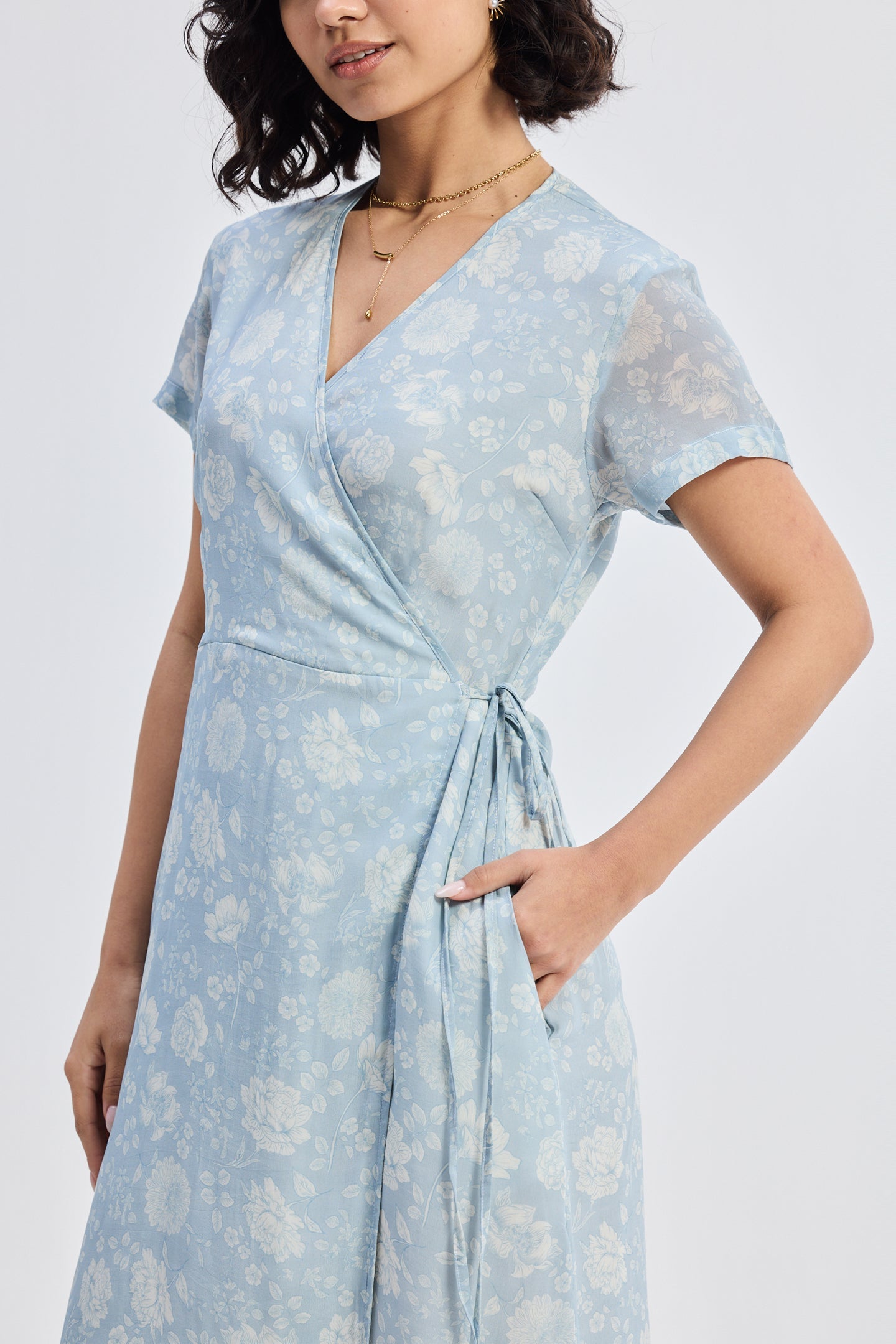 Maxi Wrap Dress in Florals
